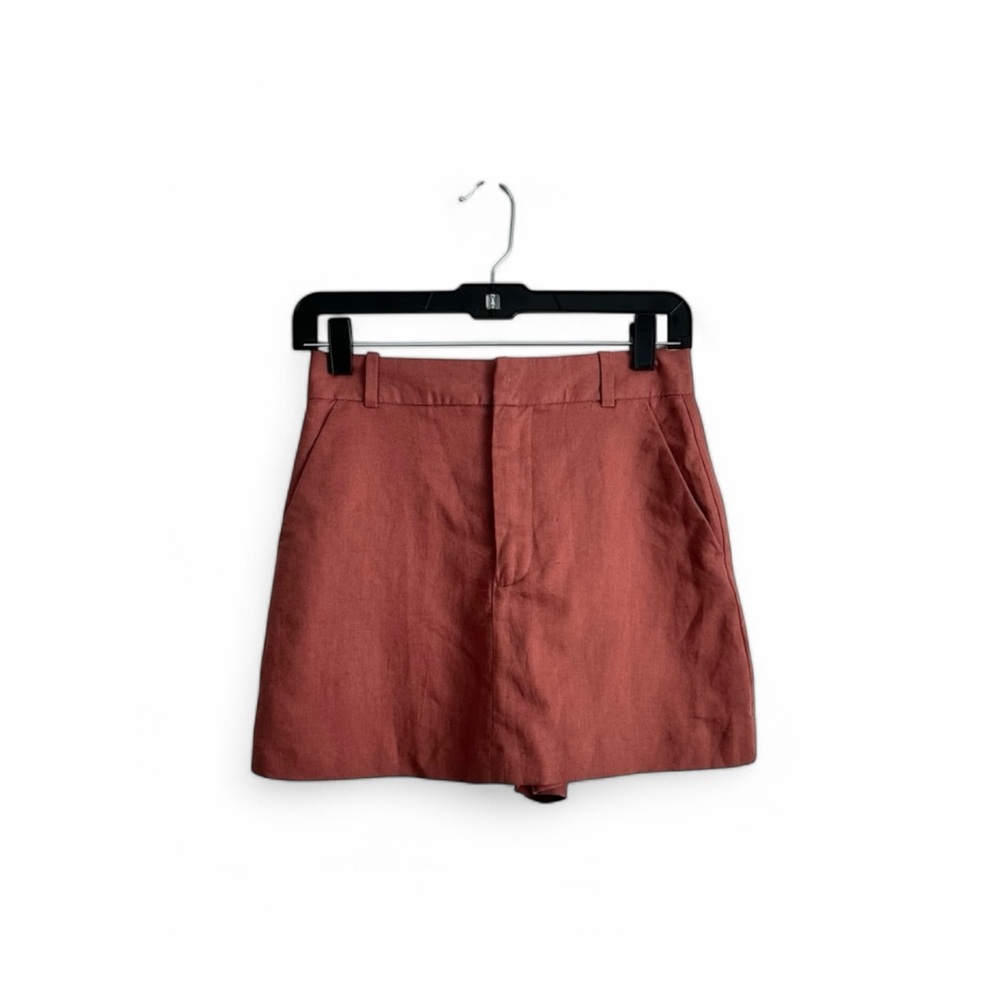 Zara High Rise Linen Blend Skort NWT - Picture 2 of 12
